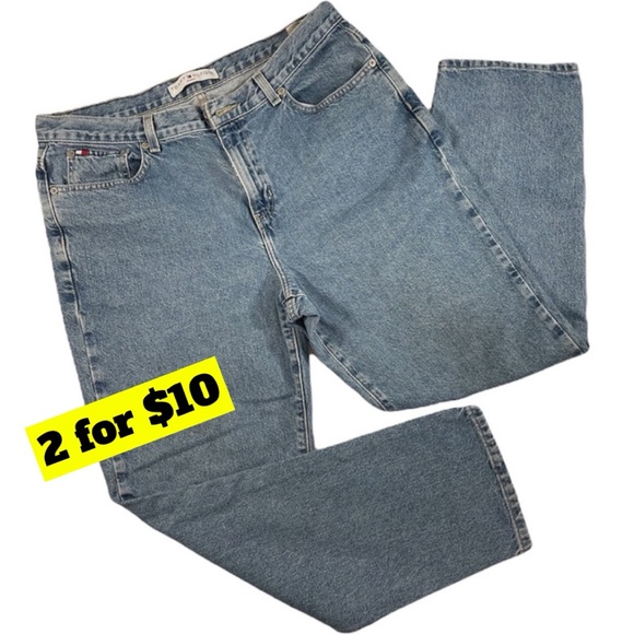 Tommy Hilfiger 2003 High Rise Straight Relaxed Leg Light Wash Mom Jeans Size 14 - Picture 1 of 16
